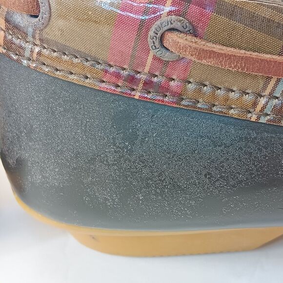 Sperry Top Sider Women's 9 Brown Low Booties Duck boots Waterproof Plaid - Picture 8 of 12